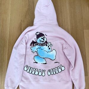 Supreme Pink Snowman Hooded Sweatshirt With StockX Tag Still On
